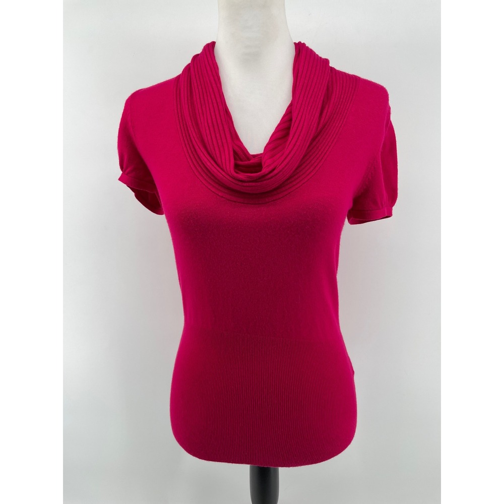 Express Cowl Neck Sweater‎ Womens Small Fuchsia Puff Sleeve Classic Romantic